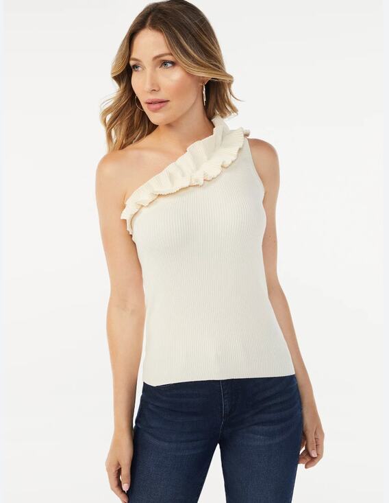 Sofia Vergara Dresses & Skirts - Sofia Jeans Womens 2XL One Shoulder Ruffle Sweater Tank Shirt Top Blouse knit